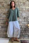 Andi Basket Linen Blend Top Khaki